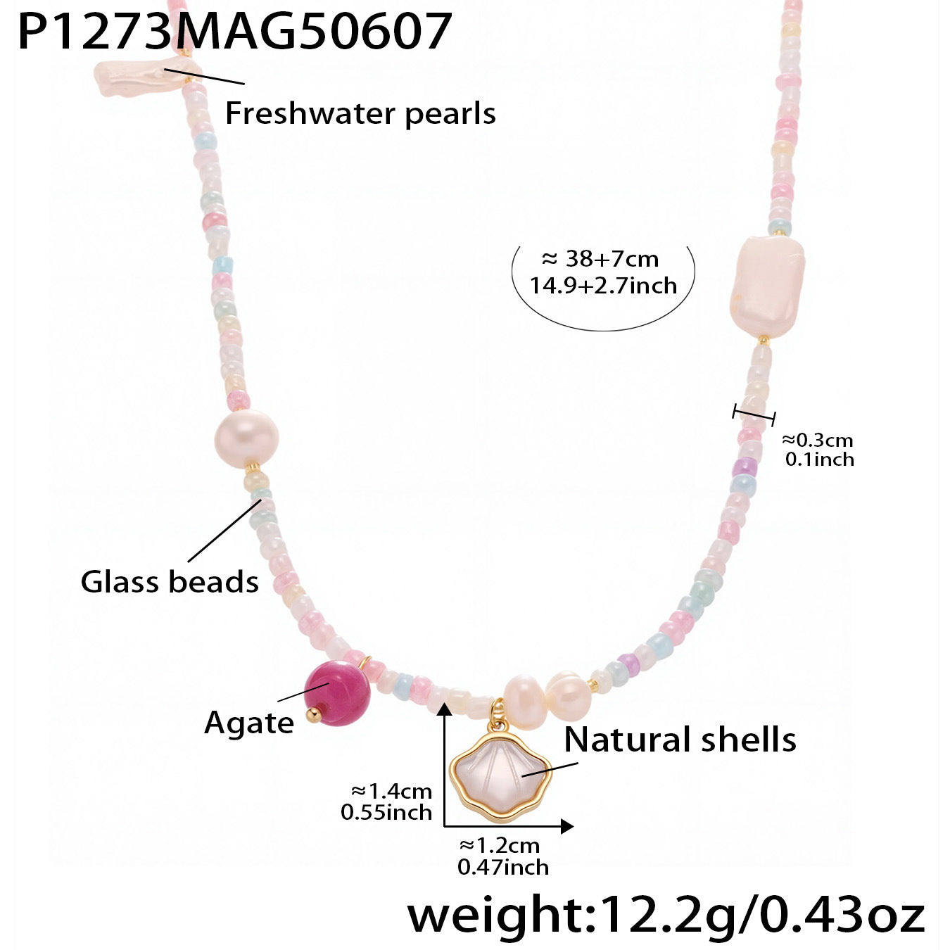 316L Stainless Steel Hand-Beaded Enamel Flower Agate Collarbone Necklace - Image 11