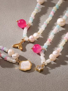 316L Stainless Steel Hand-Beaded Enamel Flower Agate Collarbone Necklace - Image 12