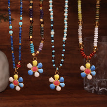 316L Stainless Steel Hand-Beaded Enamel Flower Agate Collarbone Necklace - Image 15