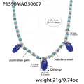 Blue White Natural Stone Pendant / 40-45cm Adjustable