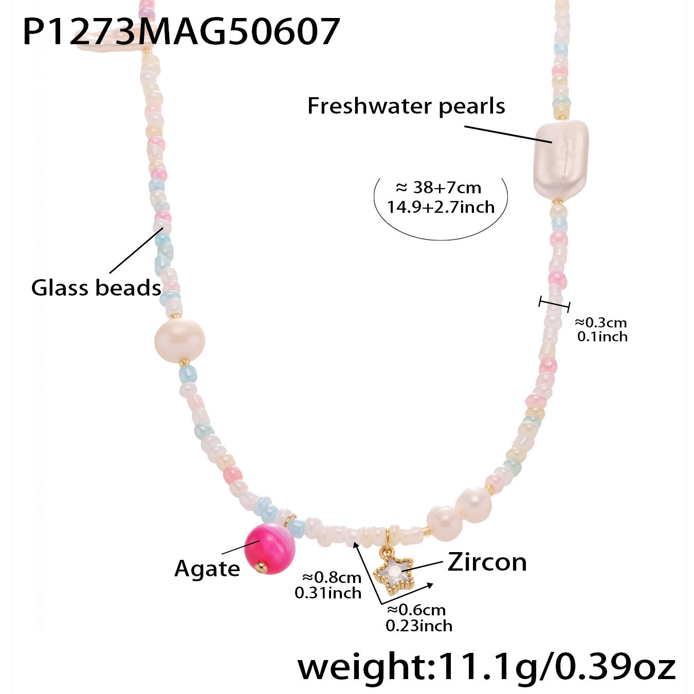 316L Stainless Steel Hand-Beaded Enamel Flower Agate Collarbone Necklace - Image 6