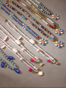 316L Stainless Steel Hand-Beaded Enamel Flower Agate Collarbone Necklace - Image 8