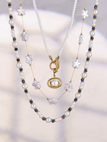 316L Stainless Steel Hand-Beaded Simulated Pearl & Blue Turquoise Collection - Image 10