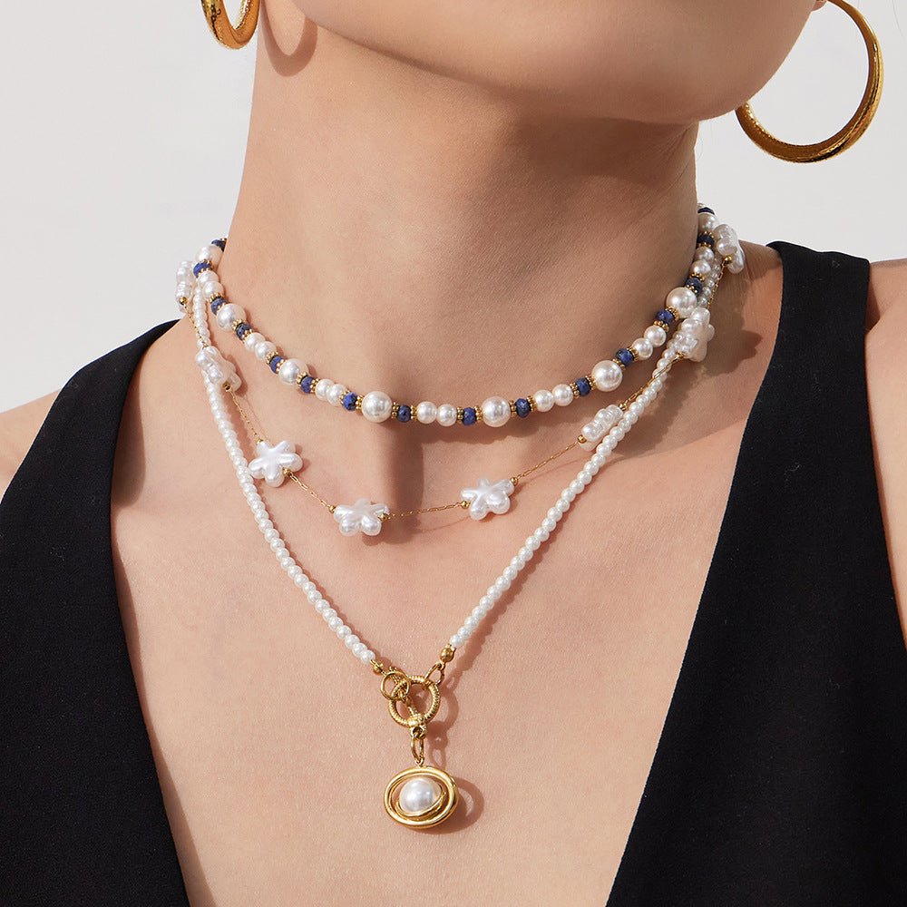 316L Stainless Steel Hand-Beaded Simulated Pearl & Blue Turquoise Collection - Image 16