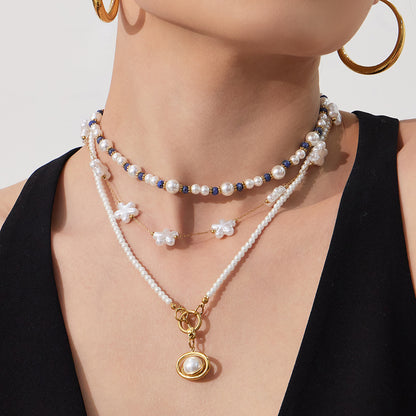 316L Stainless Steel Hand-Beaded Simulated Pearl & Blue Turquoise Collection - Image 16