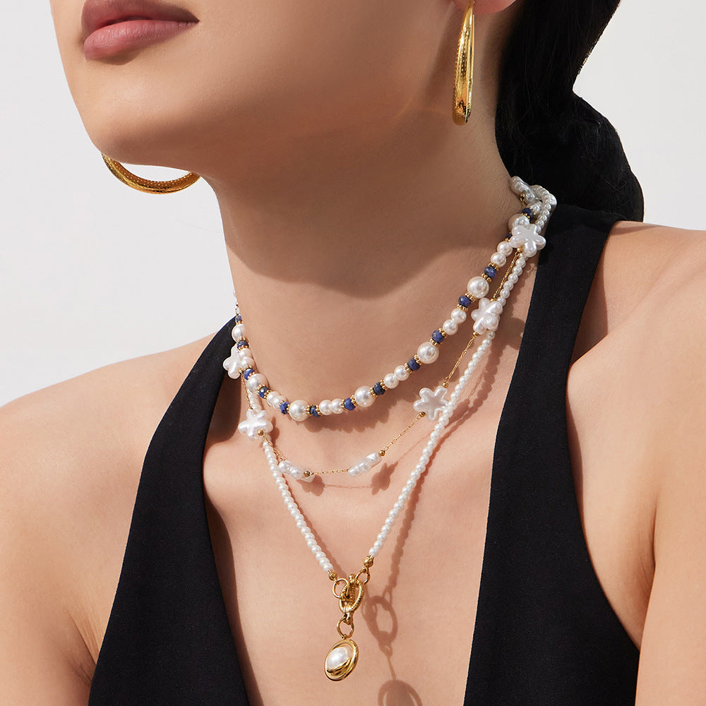 316L Stainless Steel Hand-Beaded Simulated Pearl & Blue Turquoise Collection - Image 17