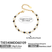 316L Stainless Steel Hand-Beaded Simulated Pearl & Blue Turquoise Collection - Image 2