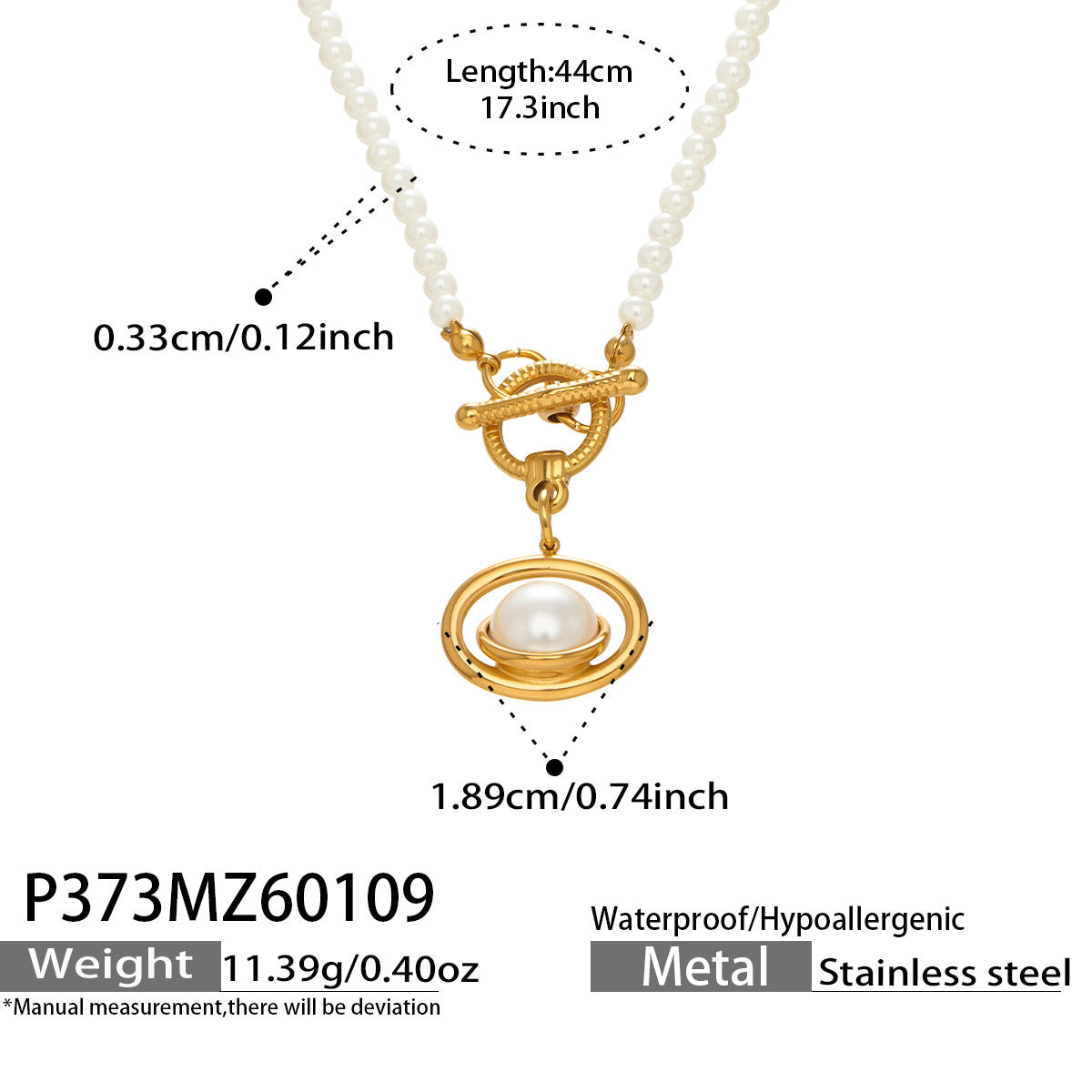 316L Stainless Steel Hand-Beaded Simulated Pearl & Blue Turquoise Collection - Image 6