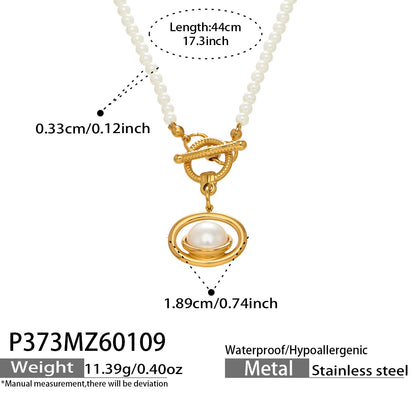 316L Stainless Steel Hand-Beaded Simulated Pearl & Blue Turquoise Collection - Image 6