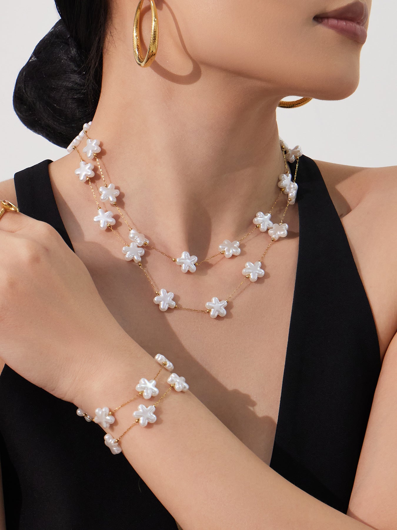 316L Stainless Steel Hand-Beaded Simulated Pearl & Blue Turquoise Collection - Image 8