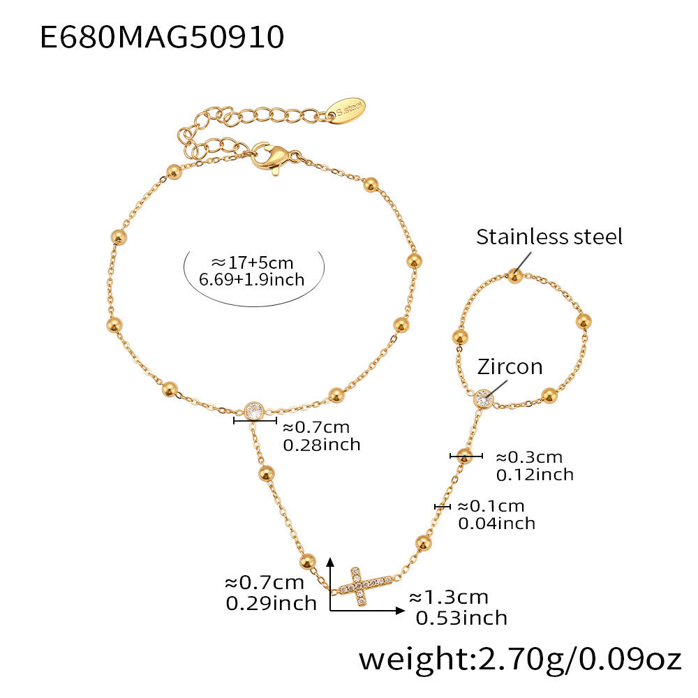 Elegant 316L stainless steel hand chain bracelet in steel finish
