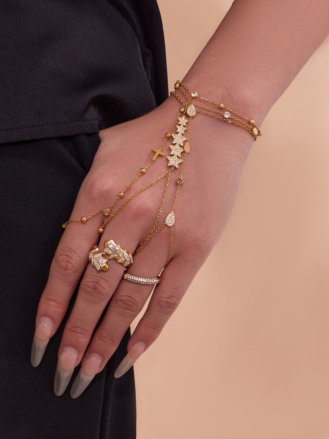 316L Stainless Steel 18K PVD Gold Hand Chain Bracelet made with 316L stainless steel and 18K PVD gold finish for wholesale jewelry buyers - image 15