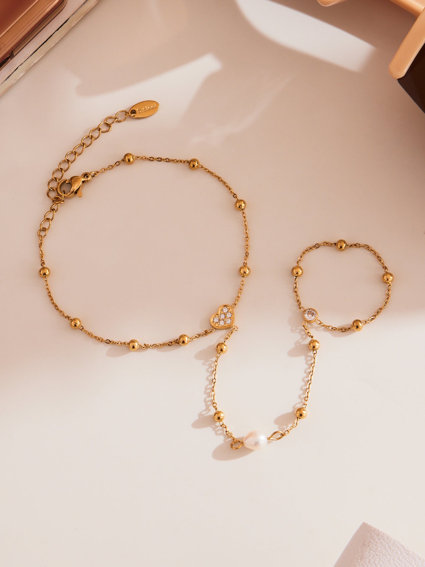 316L Stainless Steel 18K PVD Gold Hand Chain Bracelet made with 316L stainless steel and 18K PVD gold finish for wholesale jewelry buyers - image 3