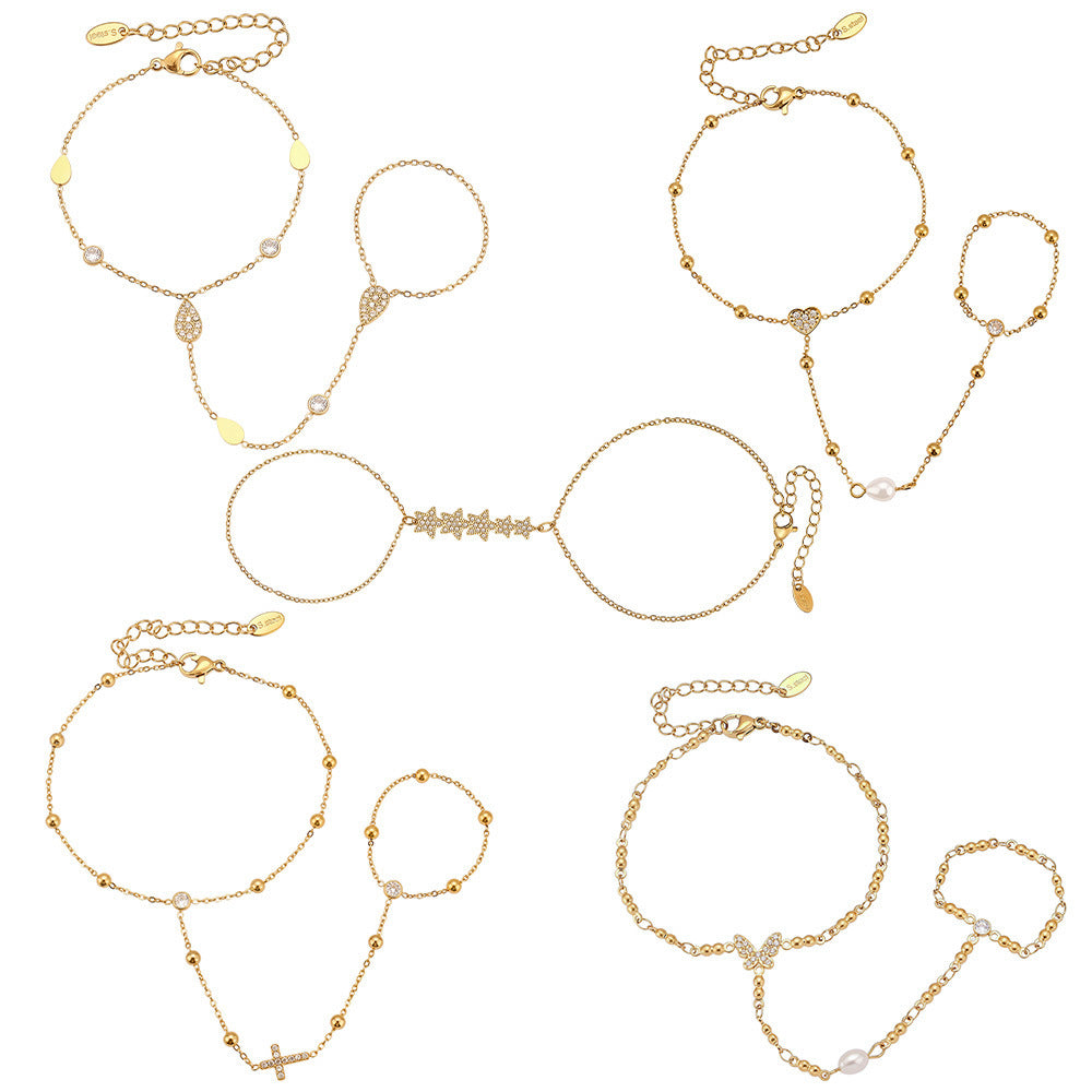 316L Stainless Steel 18K PVD Gold Hand Chain Bracelet made with 316L stainless steel and 18K PVD gold finish for wholesale jewelry buyers - image 32