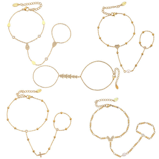 316L Stainless Steel 18K PVD Gold Hand Chain Bracelet made with 316L stainless steel and 18K PVD gold finish for wholesale jewelry buyers - image 32
