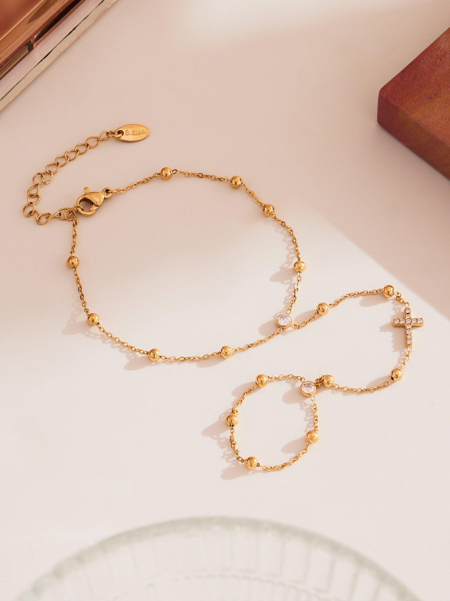 316L Stainless Steel 18K PVD Gold Hand Chain Bracelet made with 316L stainless steel and 18K PVD gold finish for wholesale jewelry buyers - image 4