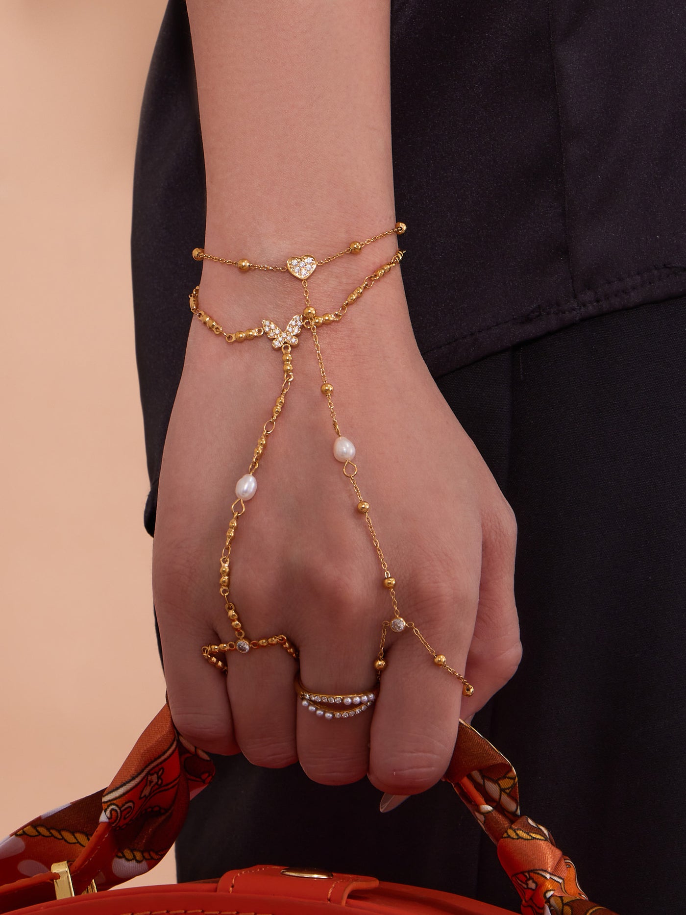 316L Stainless Steel 18K PVD Gold Hand Chain Bracelet made with 316L stainless steel and 18K PVD gold finish for wholesale jewelry buyers - image 5