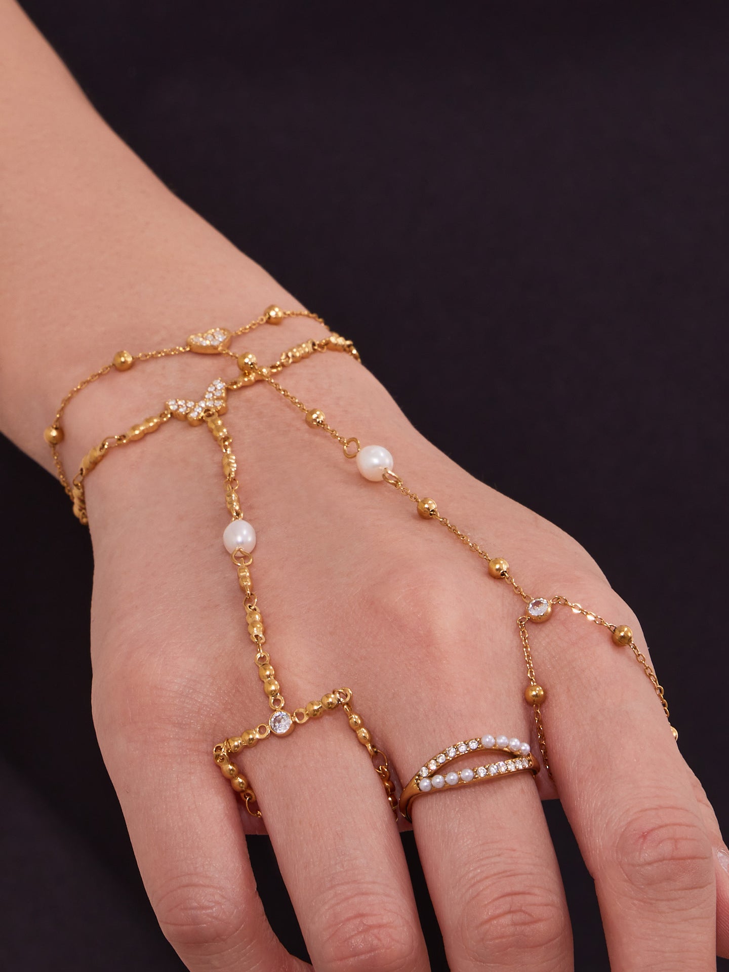 316L Stainless Steel 18K PVD Gold Hand Chain Bracelet made with 316L stainless steel and 18K PVD gold finish for wholesale jewelry buyers - image 7
