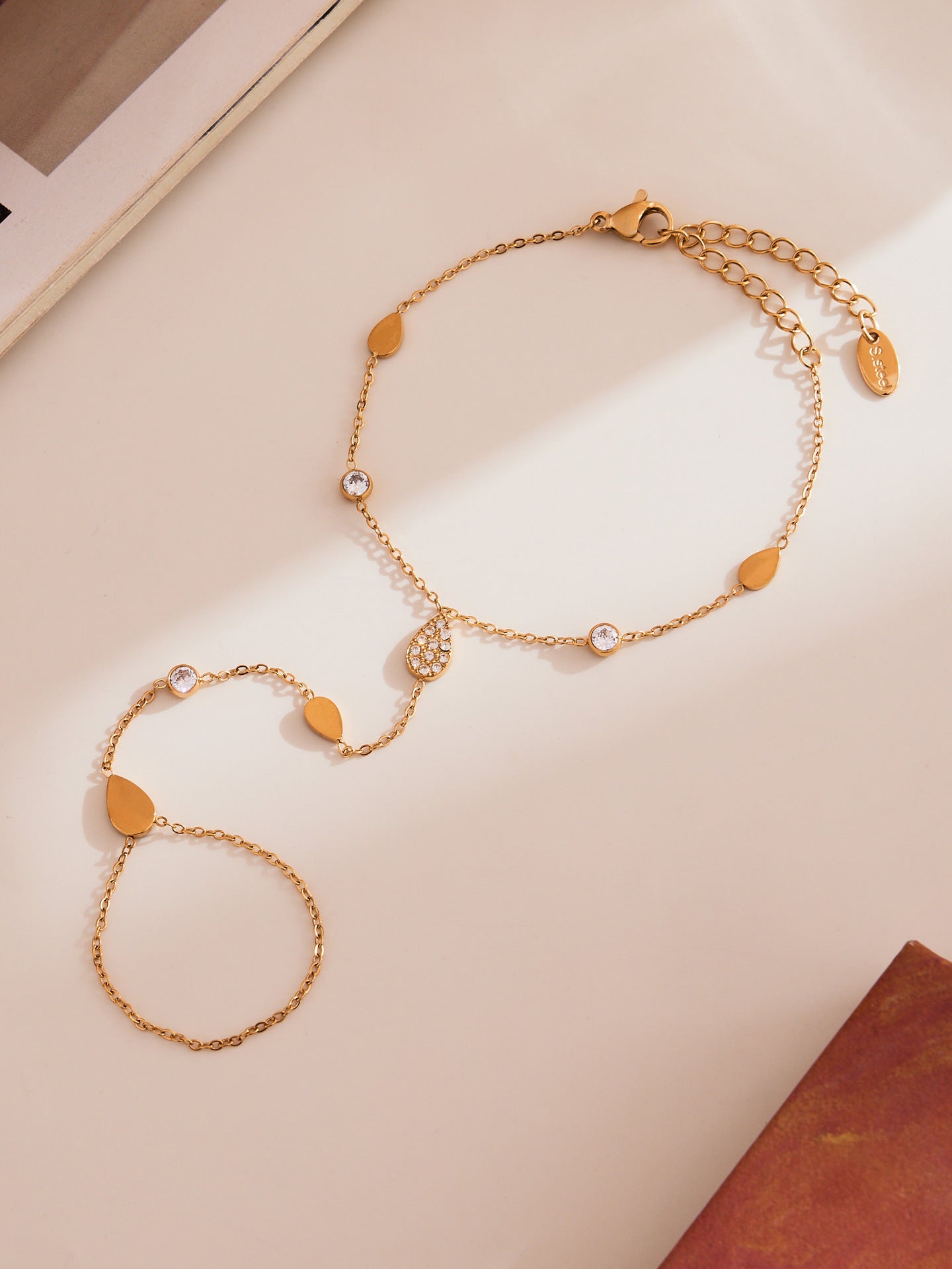 316L Stainless Steel 18K PVD Gold Hand Chain Bracelet made with 316L stainless steel and 18K PVD gold finish for wholesale jewelry buyers - image 8