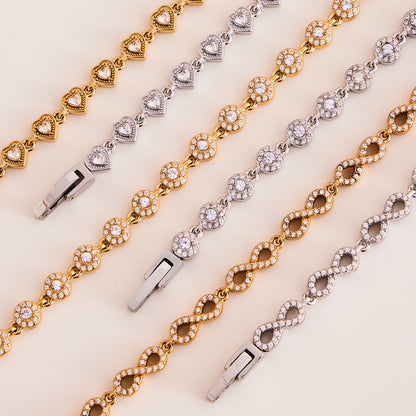 316L Stainless Steel Hand-Set 5A Zircon Interlocking Clasp Bracelet & Necklace - Image 12