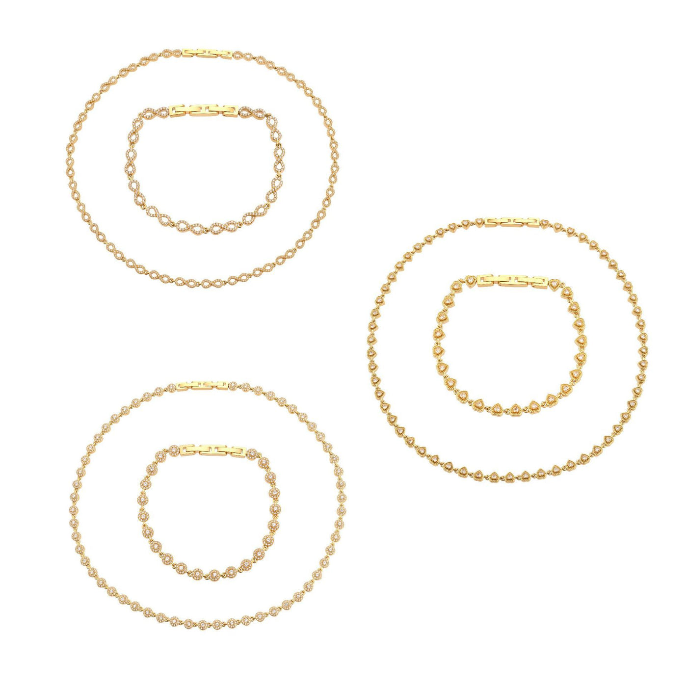 316L Stainless Steel Hand-Set 5A Zircon Interlocking Clasp Bracelet & Necklace - Image 13