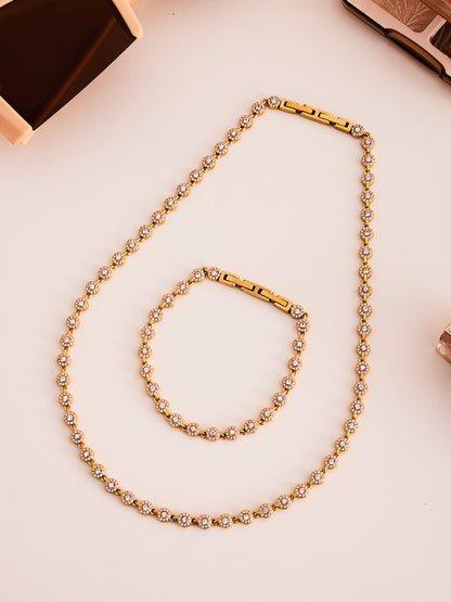 316L Stainless Steel Hand-Set 5A Zircon Interlocking Clasp Bracelet & Necklace - Image 16