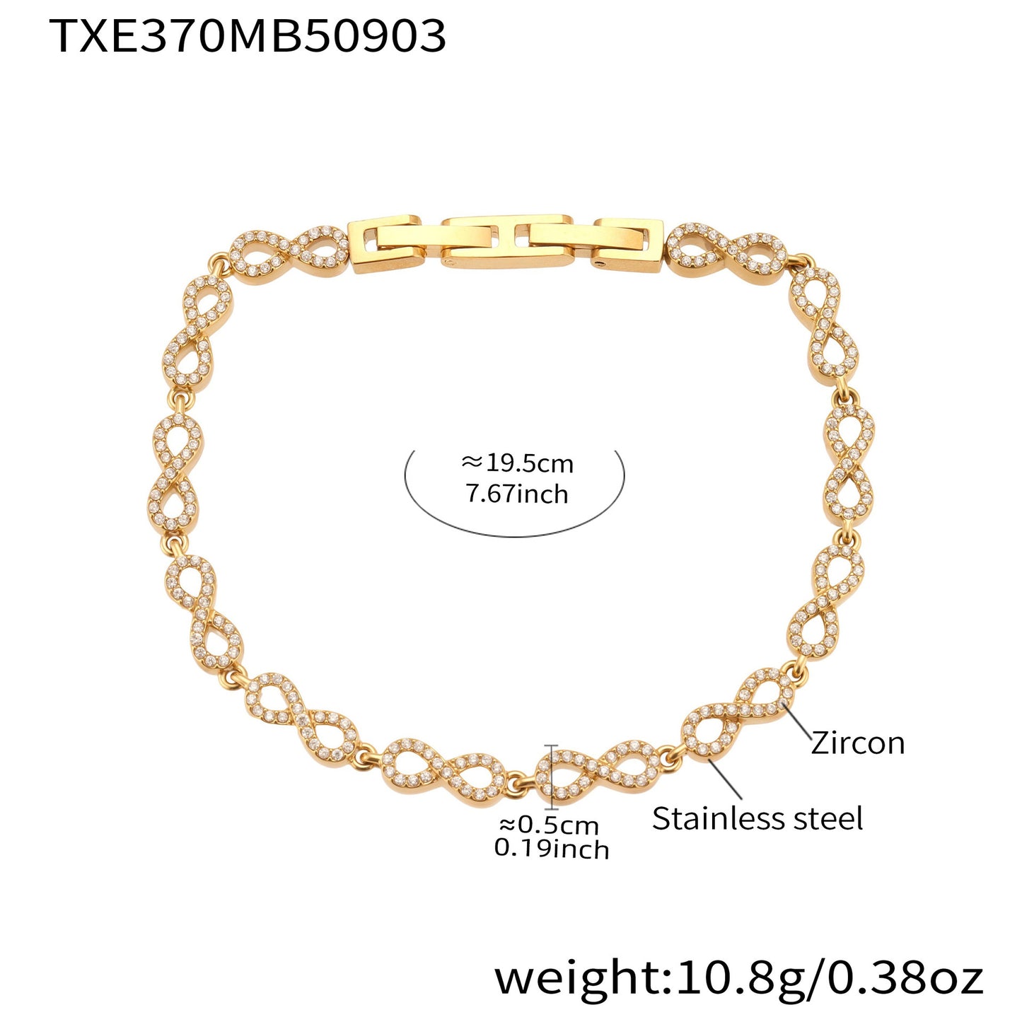 316L Stainless Steel Hand-Set 5A Zircon Interlocking Clasp Bracelet & Necklace - Image 2