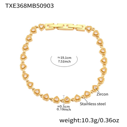 316L Stainless Steel Hand-Set 5A Zircon Interlocking Clasp Bracelet & Necklace - Image 20
