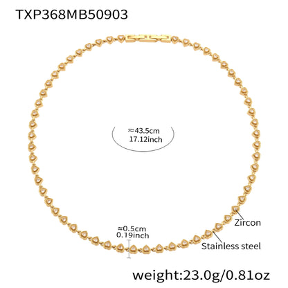 316L Stainless Steel Hand-Set 5A Zircon Interlocking Clasp Bracelet & Necklace - Image 25