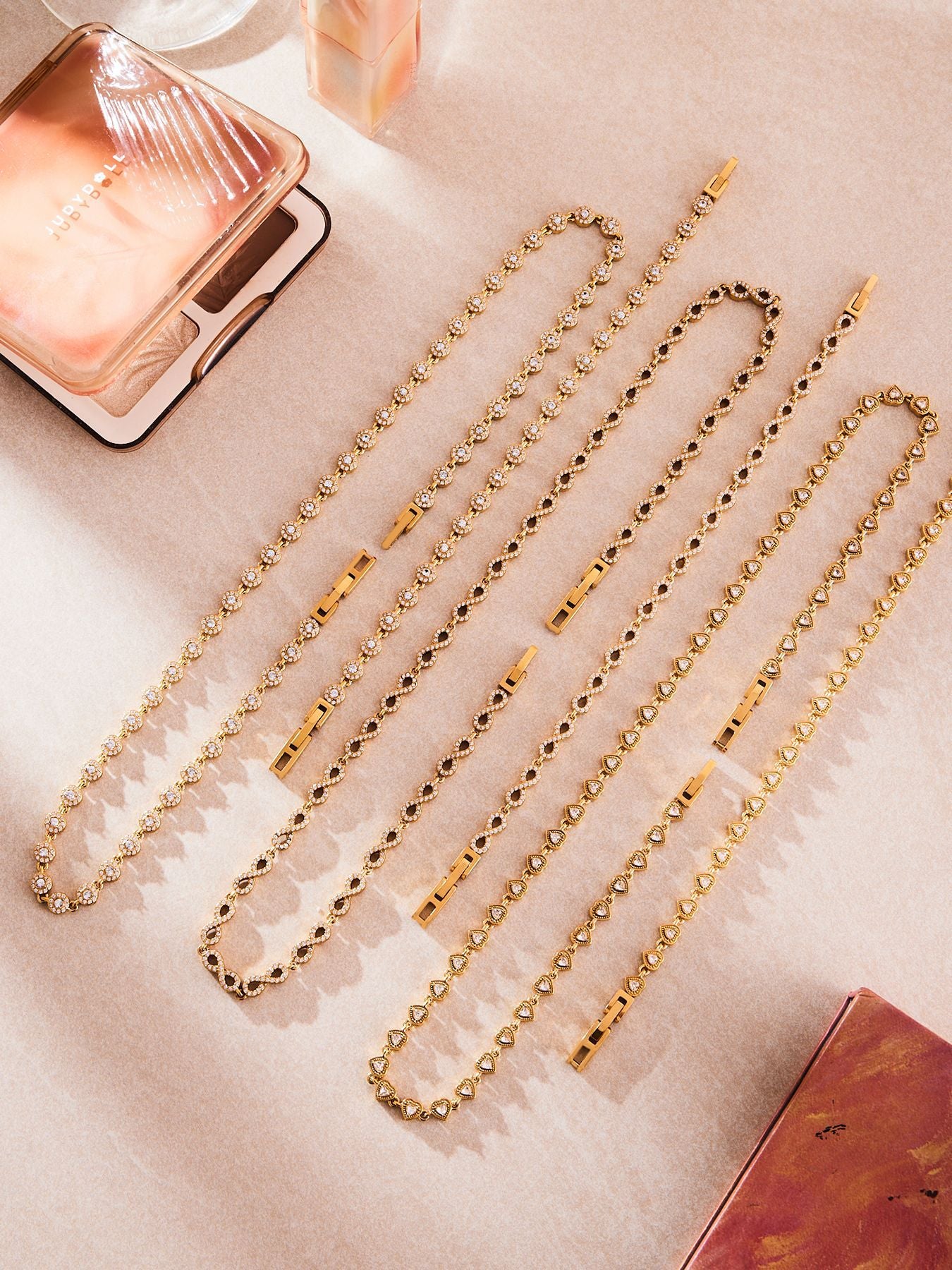 316L Stainless Steel Hand-Set 5A Zircon Interlocking Clasp Bracelet & Necklace - Image 6