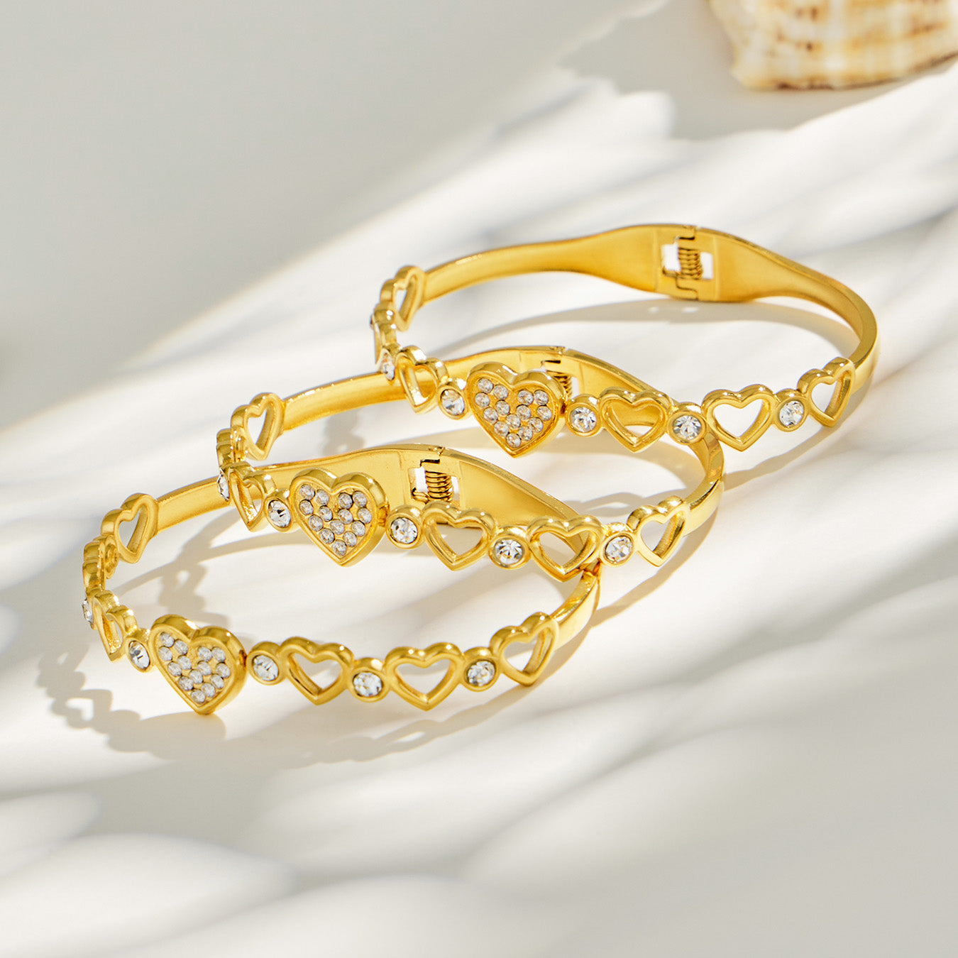Close-up of the Gold Finish on Heart Bangle