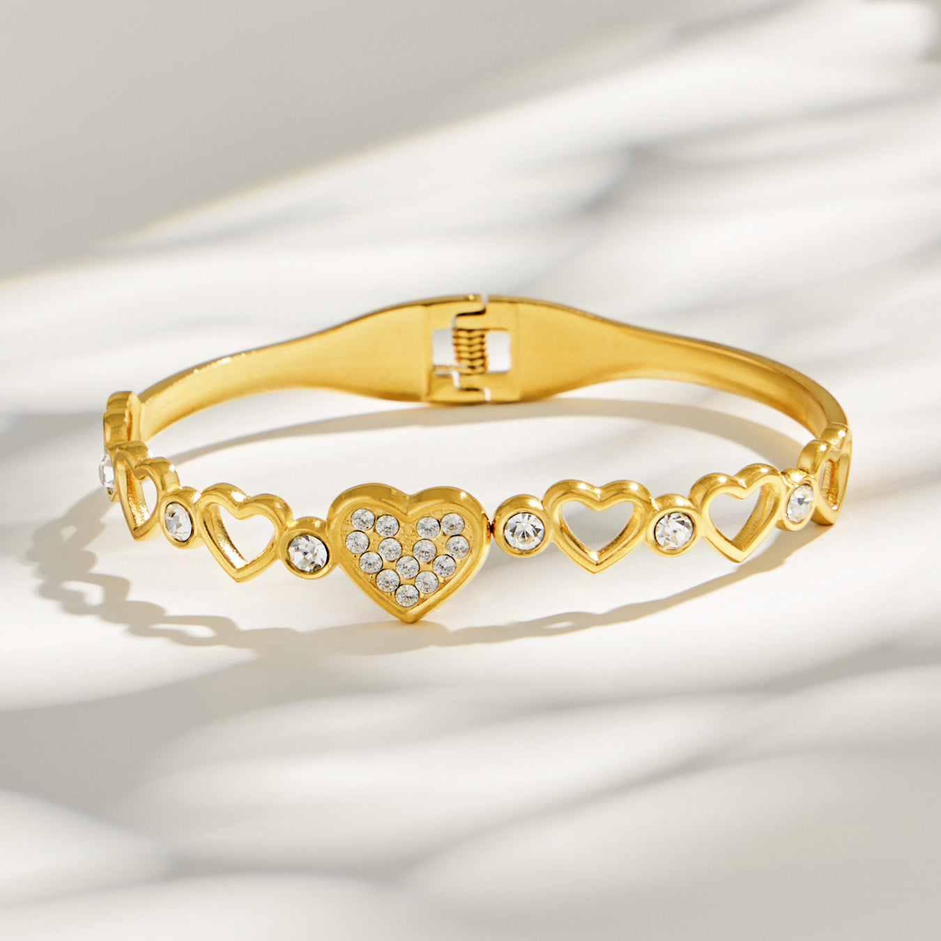 316L Stainless Steel 18K PVD Gold Heart Bangle made with 316L stainless steel and 18K PVD gold finish for wholesale jewelry buyers - image 3
