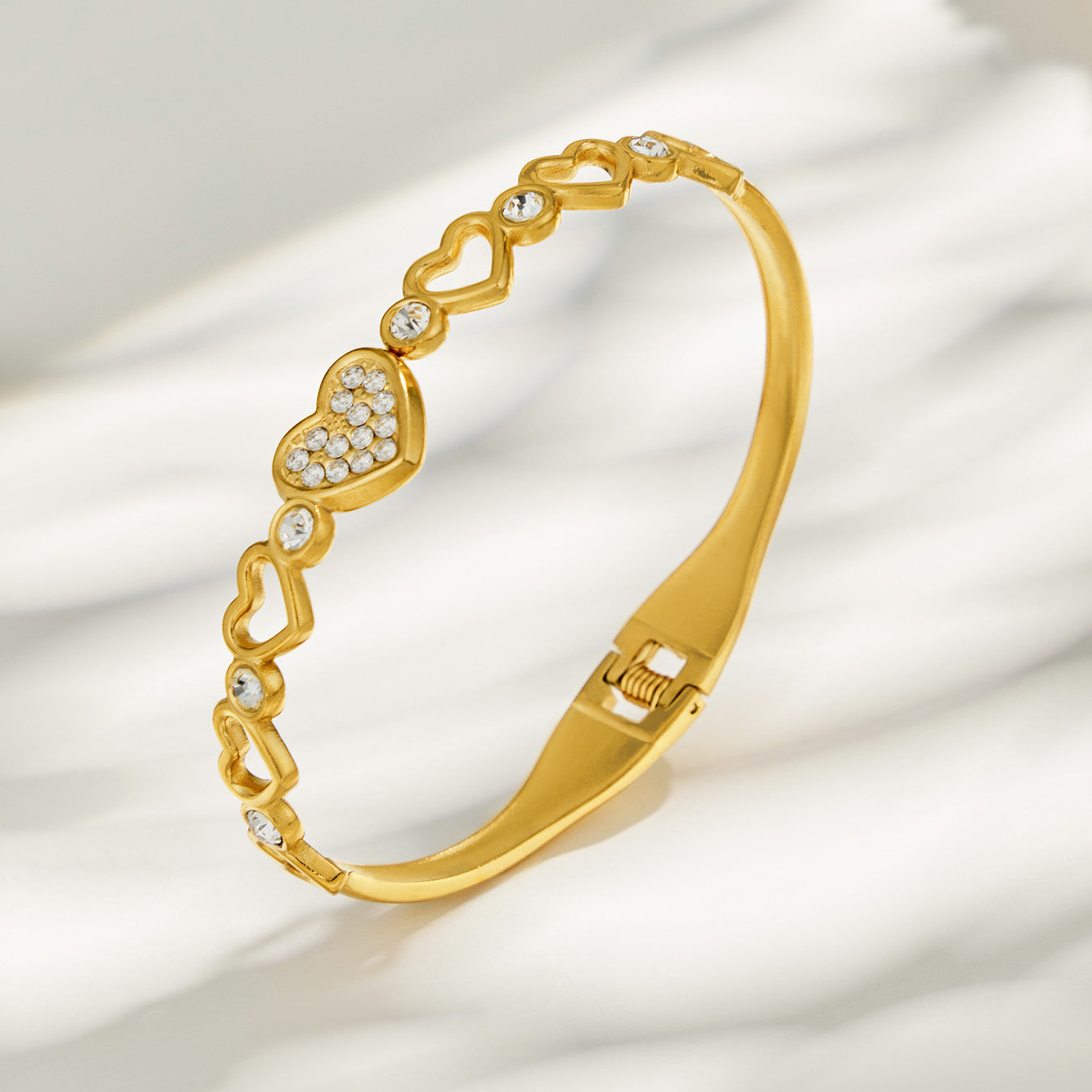 316L Stainless Steel 18K PVD Gold Heart Bangle made with 316L stainless steel and 18K PVD gold finish for wholesale jewelry buyers - image 4