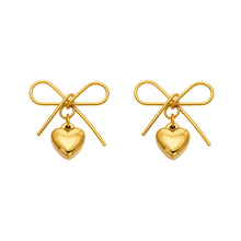 Stylish 316L Stainless Steel Heart Bow Earrings in gold