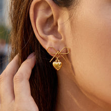 316L Stainless Steel 18K PVD Gold Heart Bow Earrings made with 316L stainless steel and 18K PVD gold finish for wholesale jewelry buyers - image 3