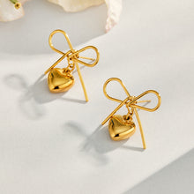 316L Stainless Steel 18K PVD Gold Heart Bow Earrings made with 316L stainless steel and 18K PVD gold finish for wholesale jewelry buyers - image 9