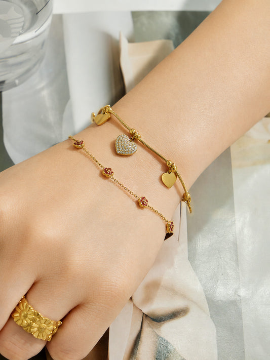 Elegant 316L Stainless Steel Heart Bracelet