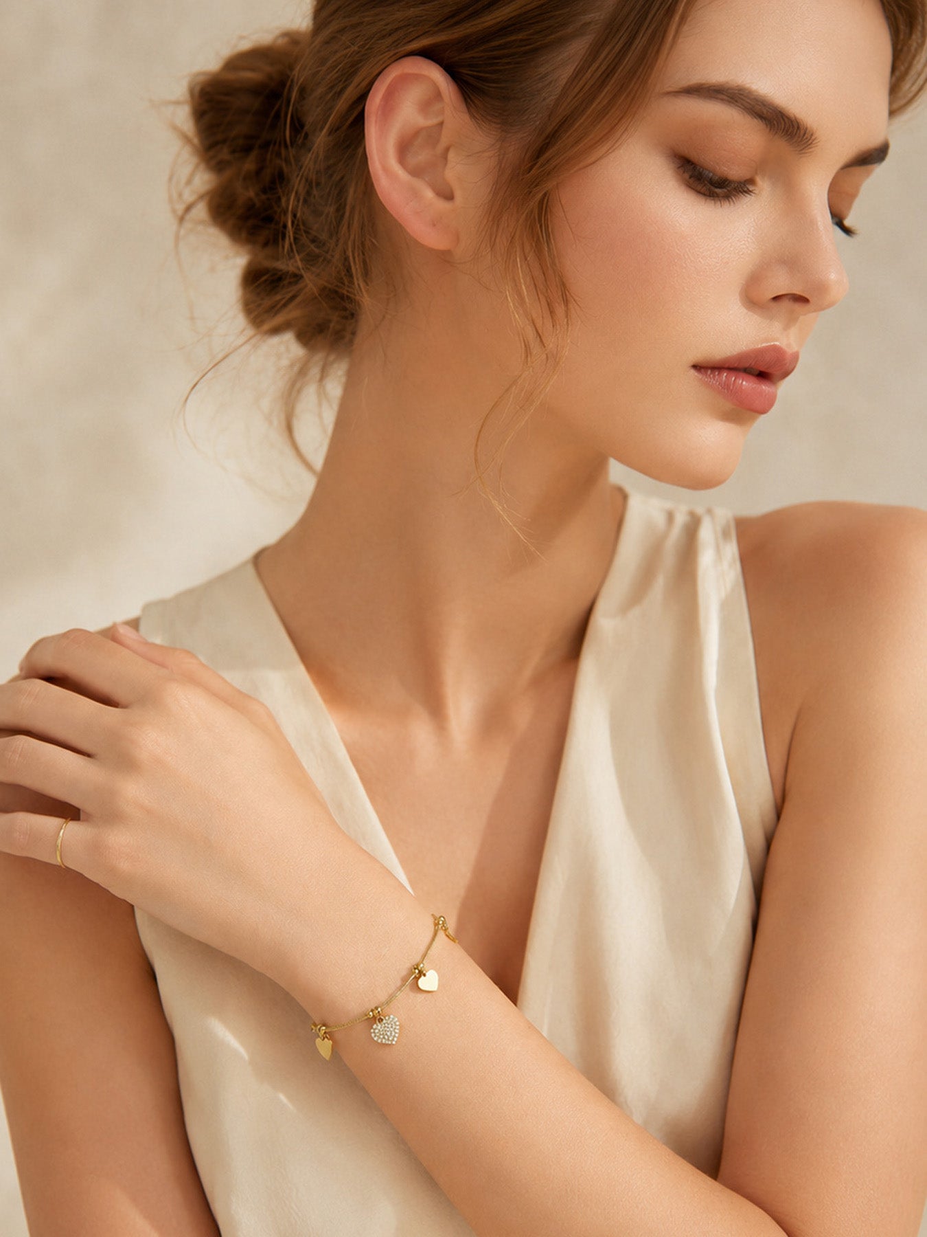 316L Stainless Steel 18K PVD Gold Heart Bracelet made with 316L stainless steel and 18K PVD gold finish for wholesale jewelry buyers - image 14