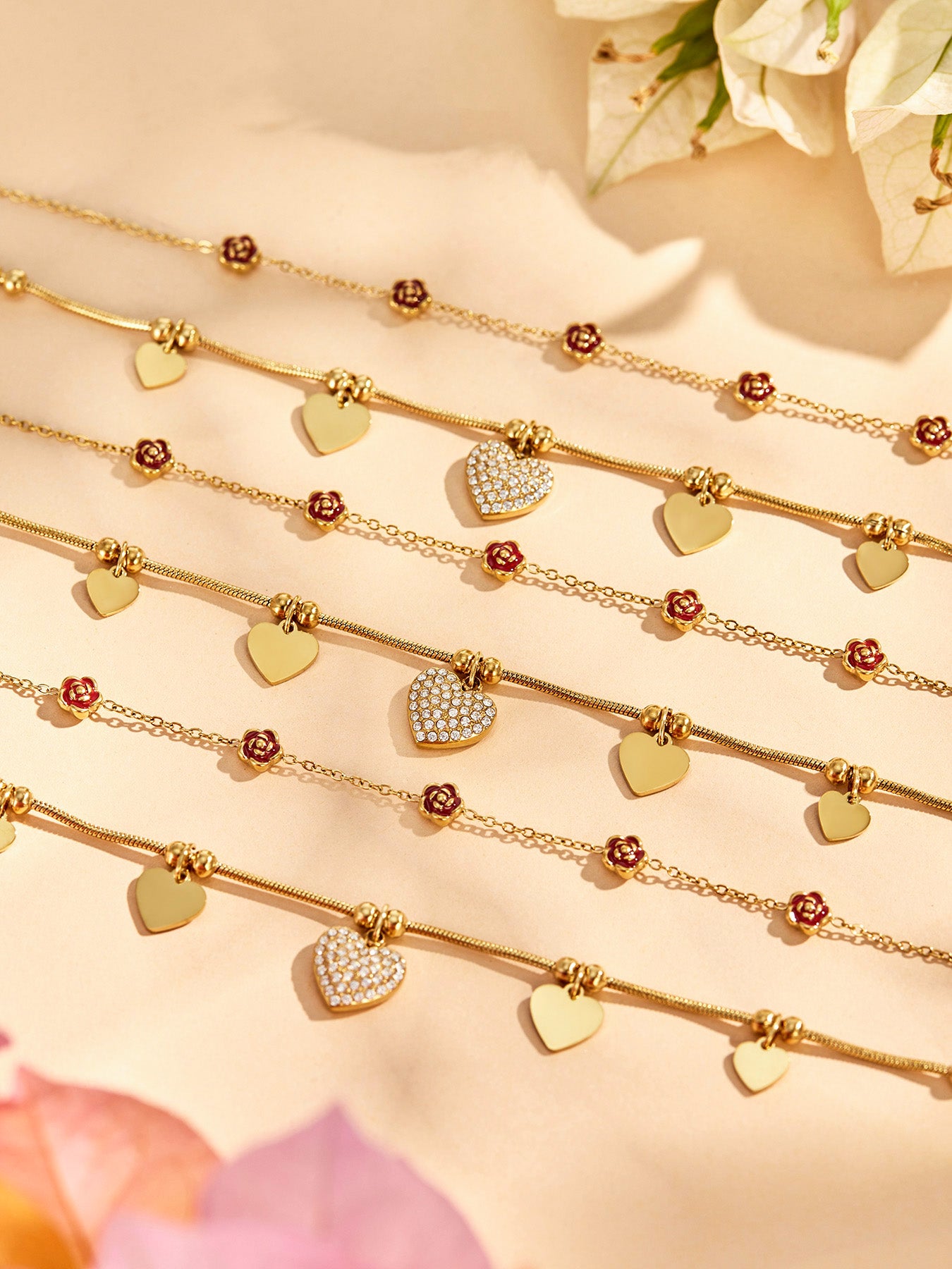 316L Stainless Steel 18K PVD Gold Heart Bracelet made with 316L stainless steel and 18K PVD gold finish for wholesale jewelry buyers - image 7