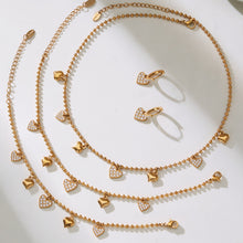 316L Stainless Steel Heart CZ Charm Jewelry Set