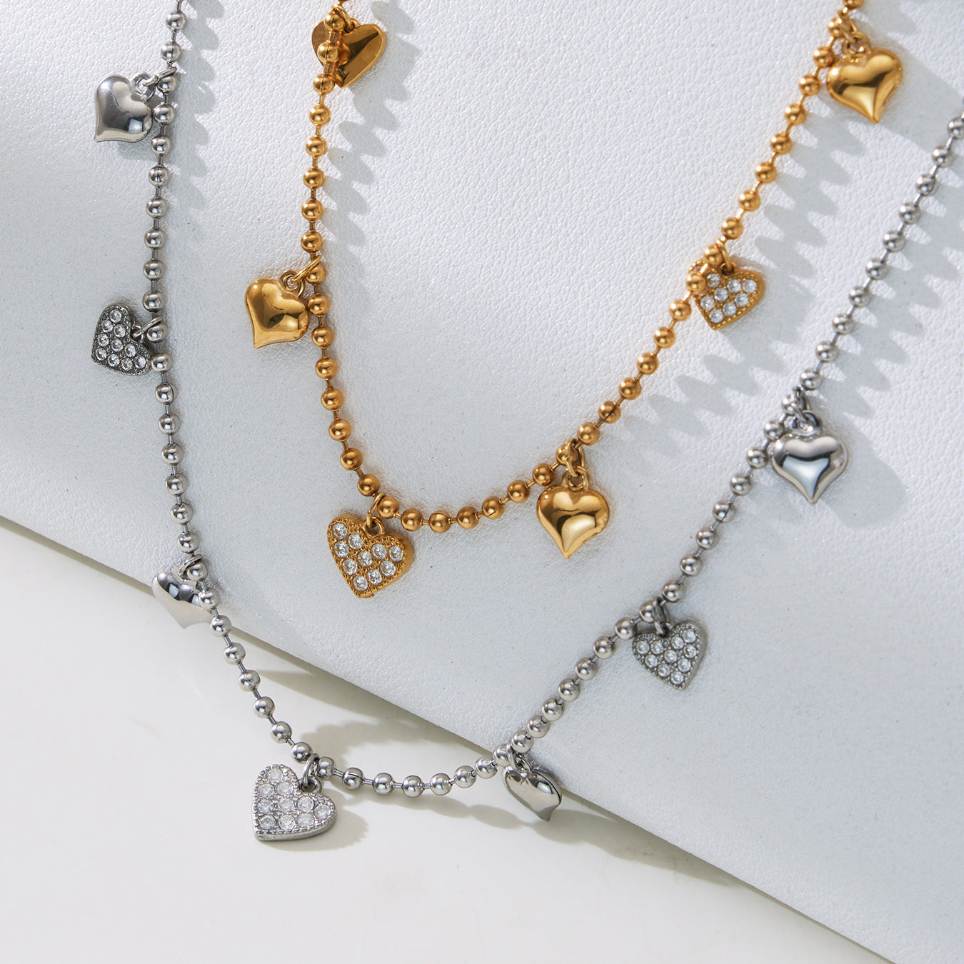 316L Stainless Steel Heart CZ Charm Jewelry Set