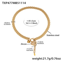 316L Stainless Steel Heavy Chain Heart Charm Necklace & Bracelet Set