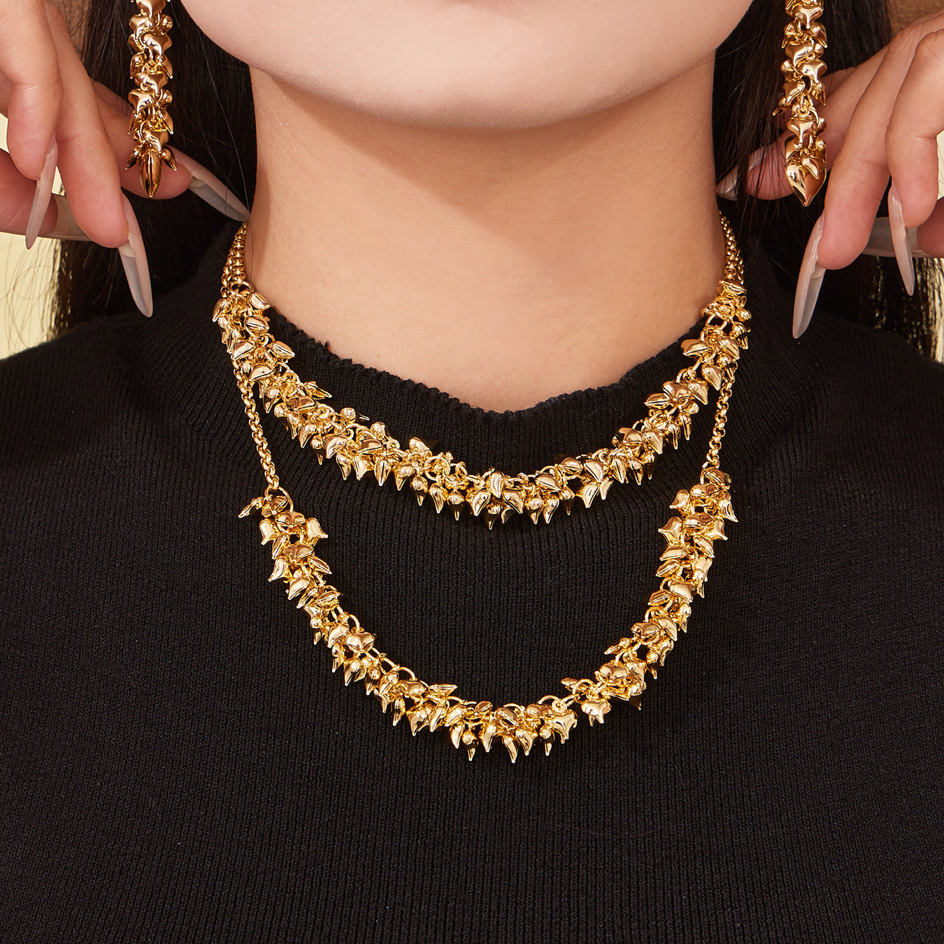 316L Stainless Steel Multi Heart Charm Necklace – Luxury Layered Chain