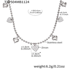 316L Stainless Steel Heart CZ Charm Jewelry Set
