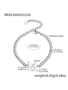 316L Stainless Steel Zircon Heart Initial Jewelry Set