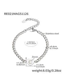 316L Stainless Steel Zircon Heart Initial Jewelry Set