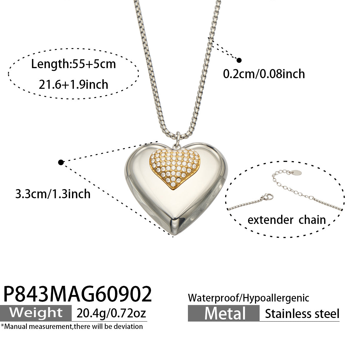 316L Stainless Steel 18K PVD Gold Heart Necklace made with 316L stainless steel and 18K PVD gold finish for wholesale jewelry buyers - image 18