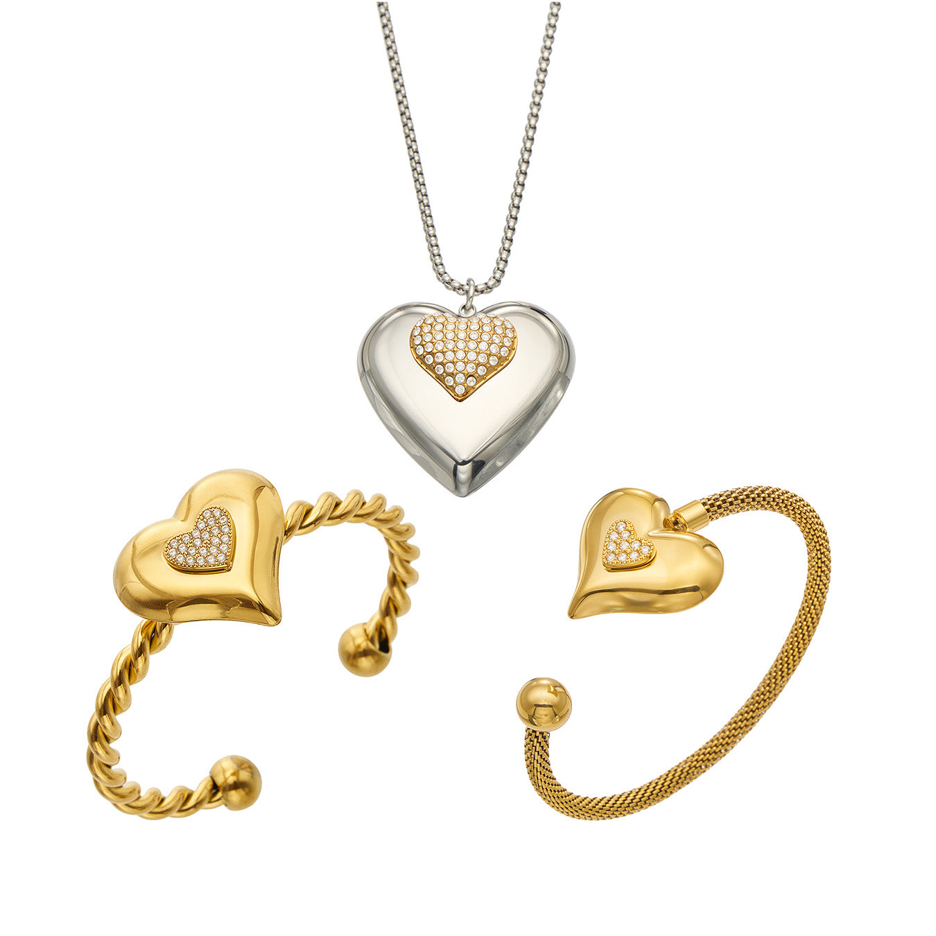 316L Stainless Steel 18K PVD Gold Heart Necklace made with 316L stainless steel and 18K PVD gold finish for wholesale jewelry buyers - image 19