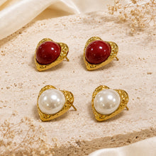 316L Stainless Steel 18K PVD Gold Heart Pearl Earrings made with 316L stainless steel and 18K PVD gold finish for wholesale jewelry buyers - image 8