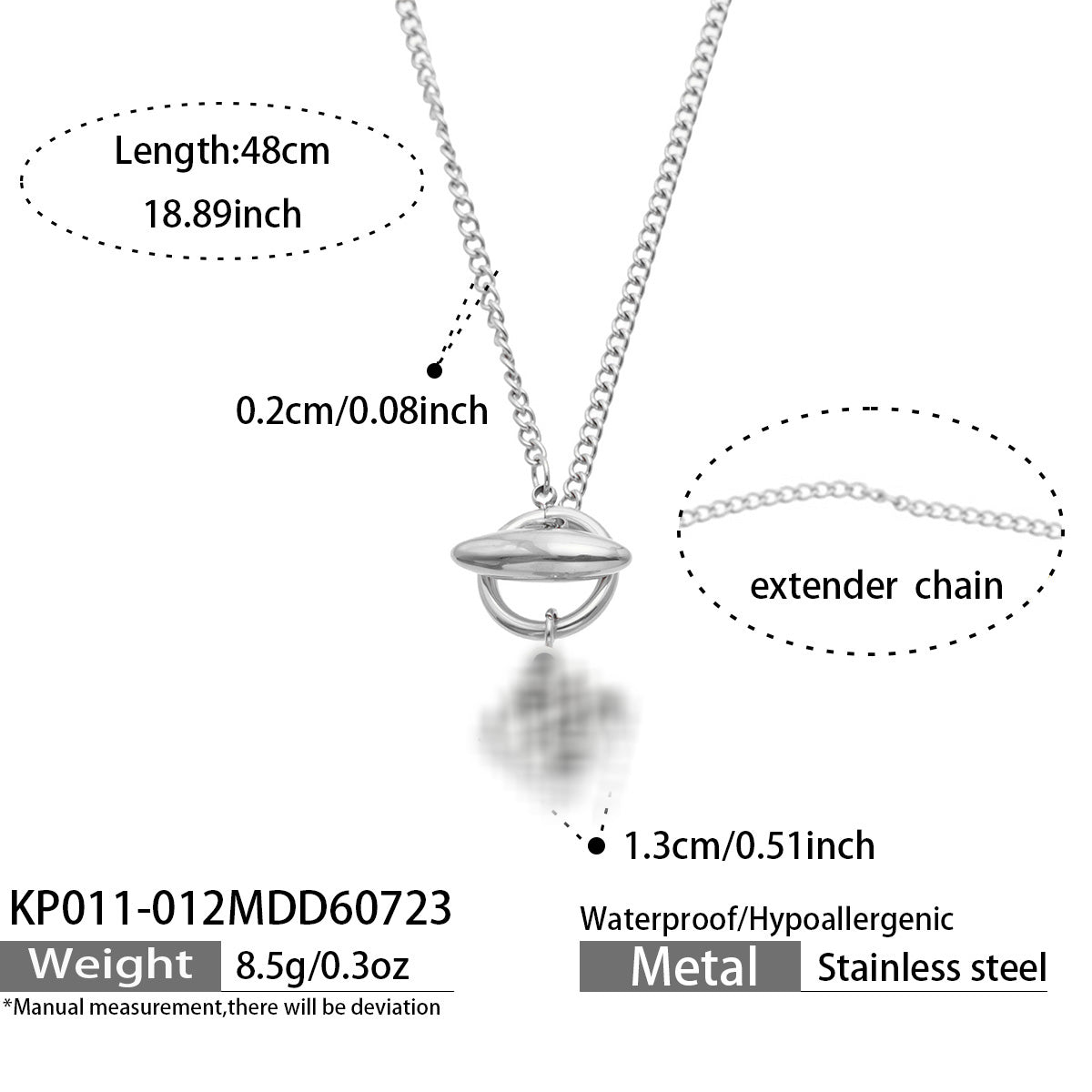 Heart Pendant Necklace in Steel Color